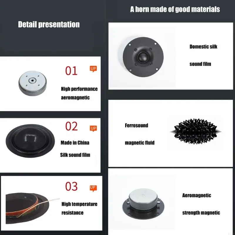02DD 4Inch 8Ohm 60W 104mm Hifi Silk Cloth Dome Tweeter with Soft Dome Laminate for Enhances Sound Experiences