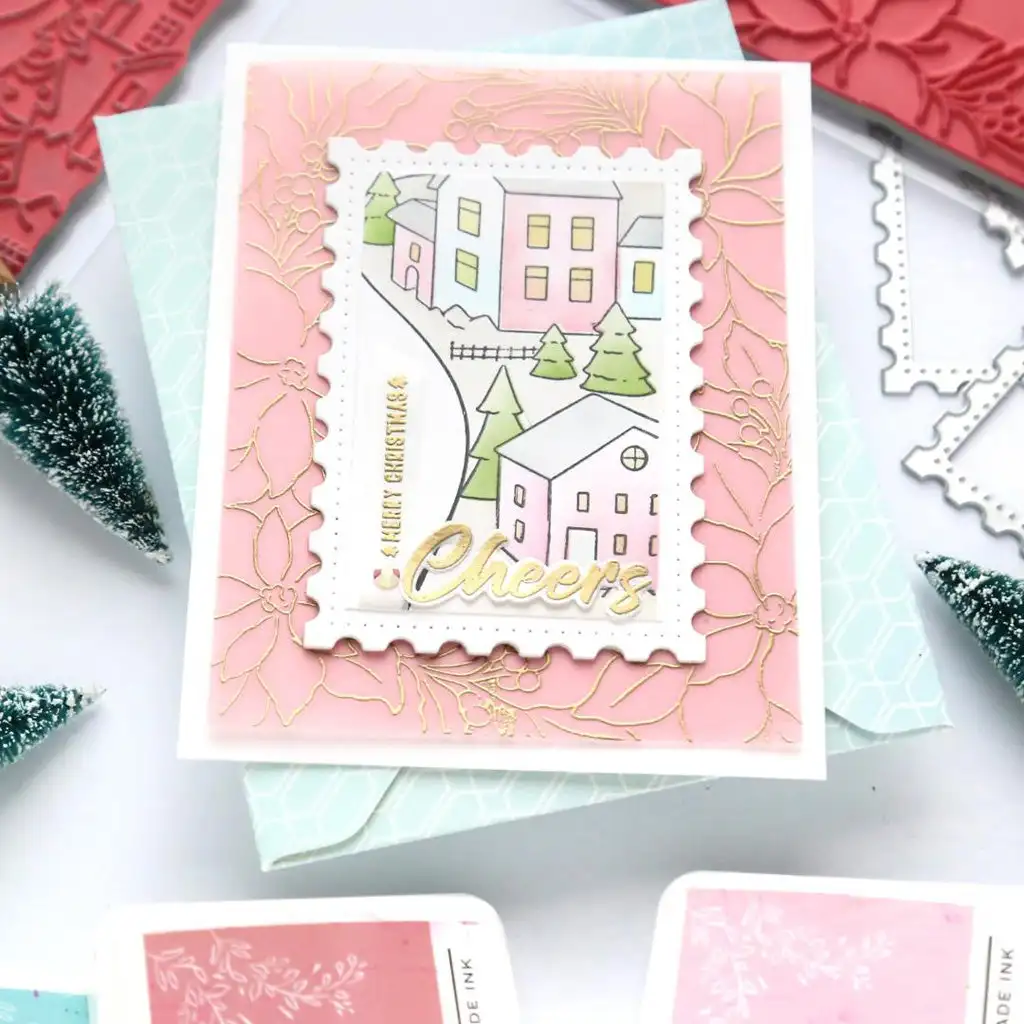 Pink Scrapbooking Die New Metal Cutting Dies Fresh Nested Rectangles Postage Edge Frame Die Mold DIY Greeting Card Handmade