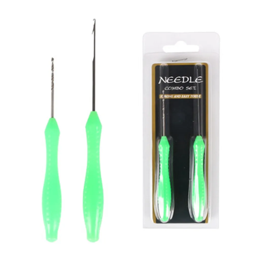 Fishing Bait Needle For Threading Sporting Pvc +stainless Steel 2/3/4pcs Baiting Green Portable High Performance 5 in 1 carp fishing baiting needle rigging bait needle kit tool set bait boilie drill stringer needle non slip aluminum handle