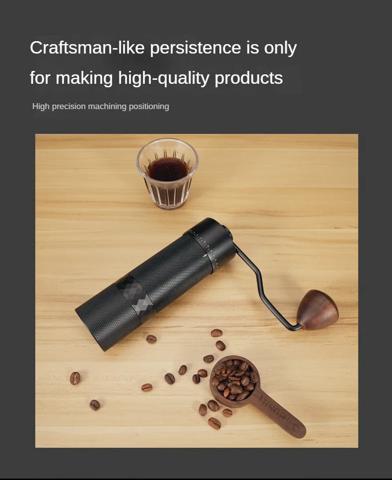S0af85063225c4e56ac34d18377543a61e External 1.0 Manual Coffee Grinder High Quality Portable Titanium Plated 7 Star Stainless Steel Burr For Espresso Kitchen Tools