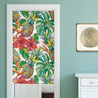 Tropical Plant Plam Leaves Printed Door Curtains Kitchen Bathroom Partition Curtain Bedroom Decoration Entrance Half Curtains 2