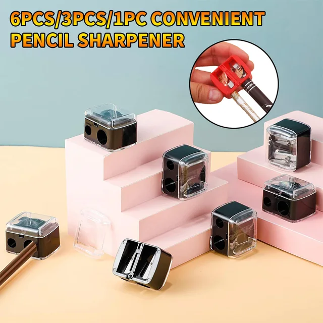 6PCS/3PCS/1PC Mini Convenient Pencil sharpener, compact and convenient, manual pencil sharpener for daily writing function 1