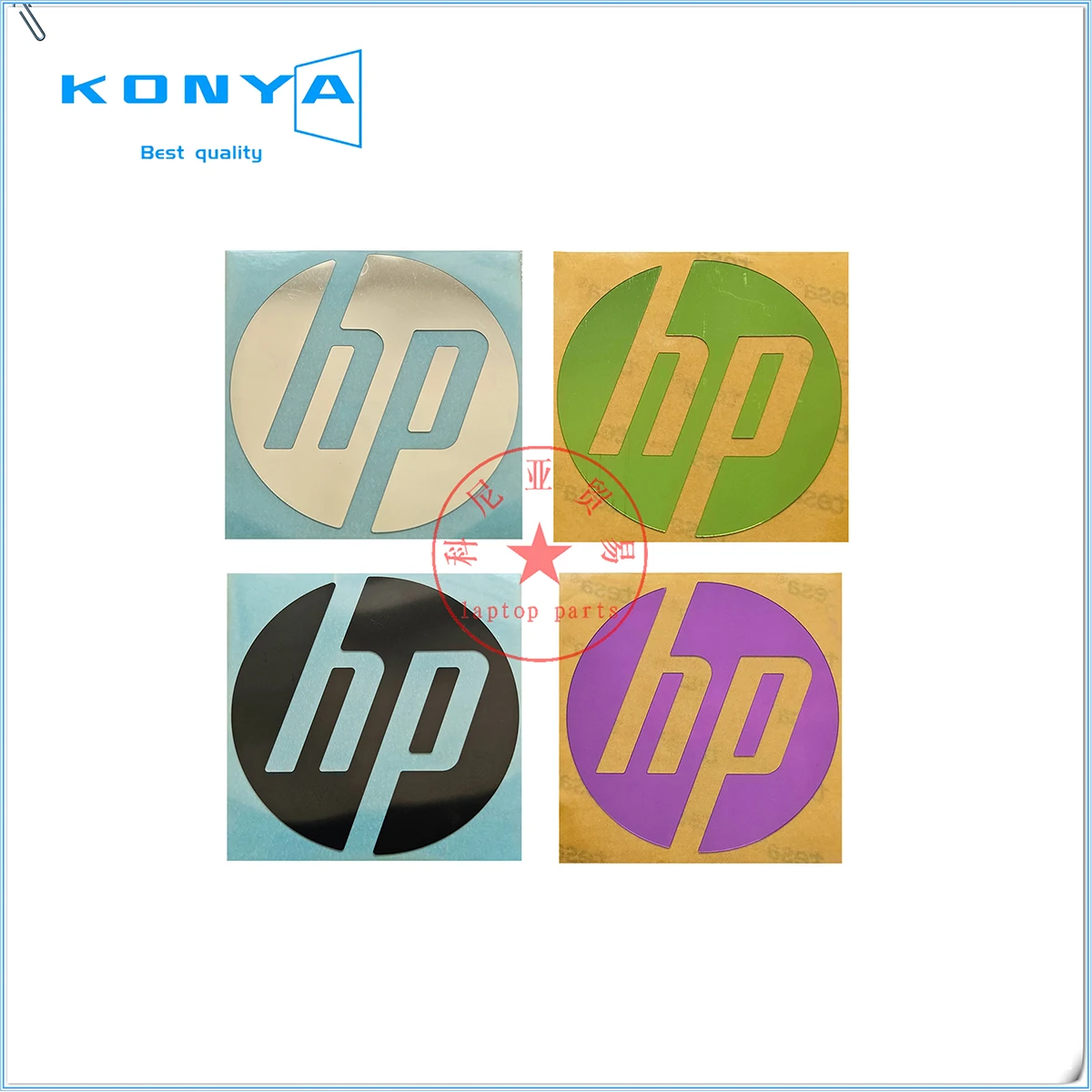 For HP Laptop LCD Cover Sticker Nameplate Plastic Version Rotundity Silver Black Green Purple 42MM 44MM 48MM keyboard stickers laptop sticker