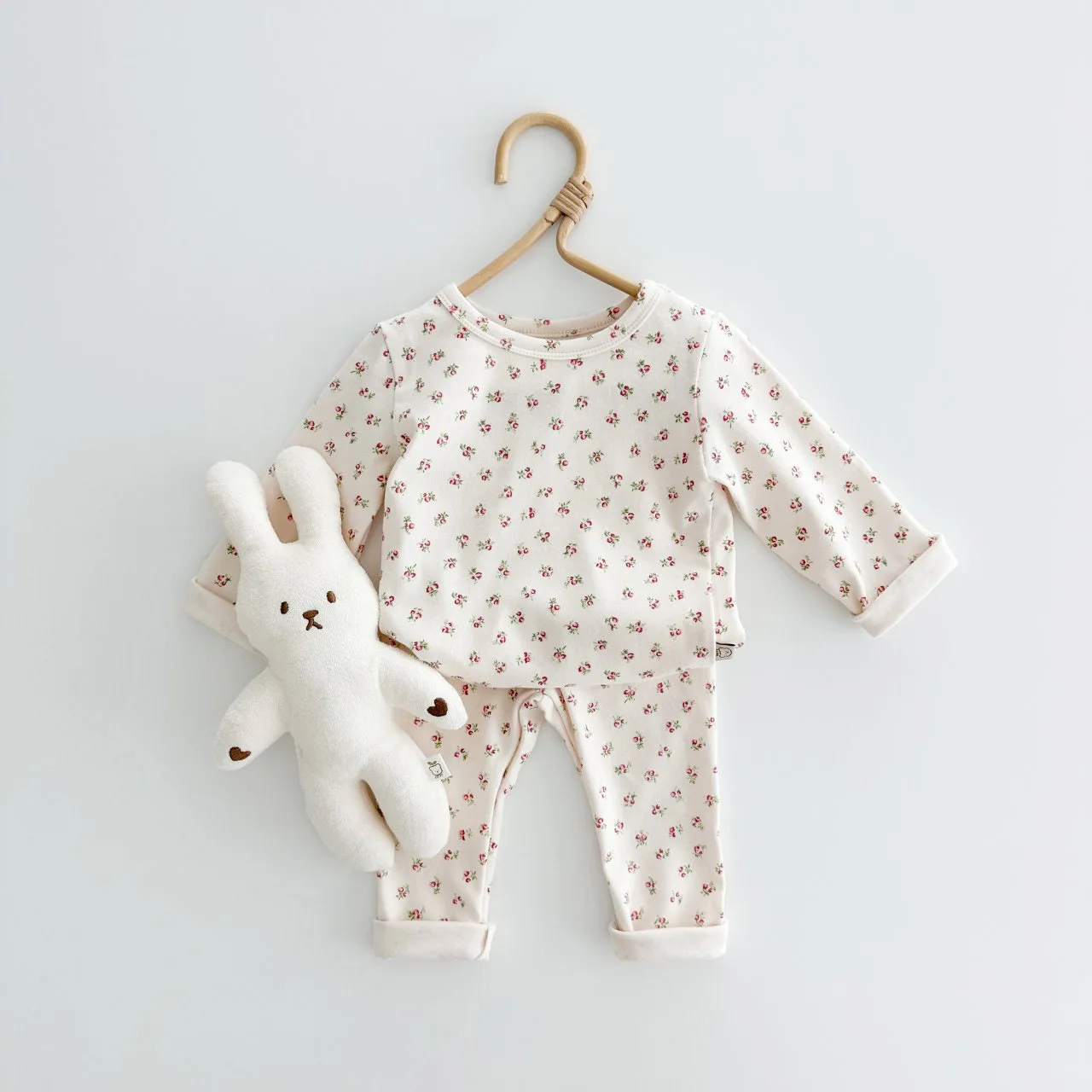 Korean Ins Infant Toddler Spring Autumn Girls Home Set Little Flower Printed Pants Bottom Shirt Pajamas Kids Girls Sleepwears