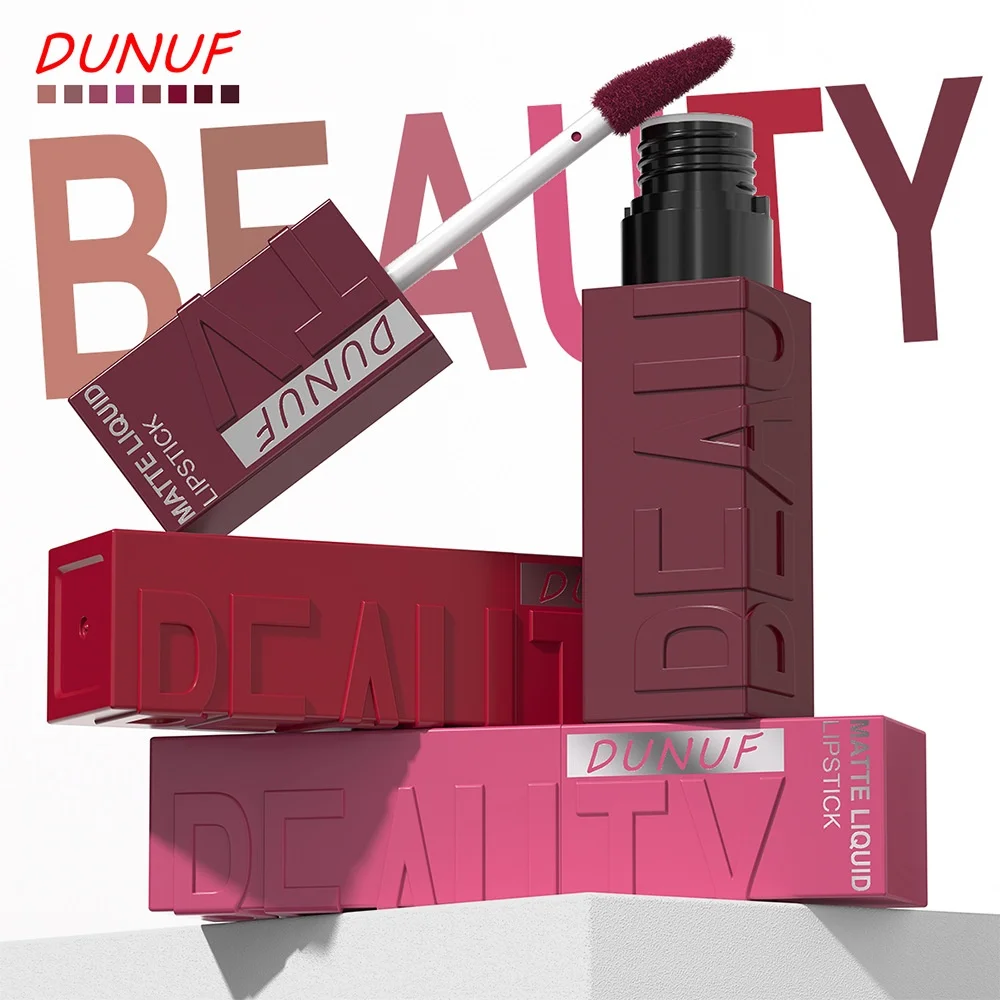 DUNUF Red Velvet Lip Lacquer – Seidiger, wasserfester, langanhaltender, deckender und pflegender Lippenstift – Kosmetik für unterwegs mit Box_voghion.com