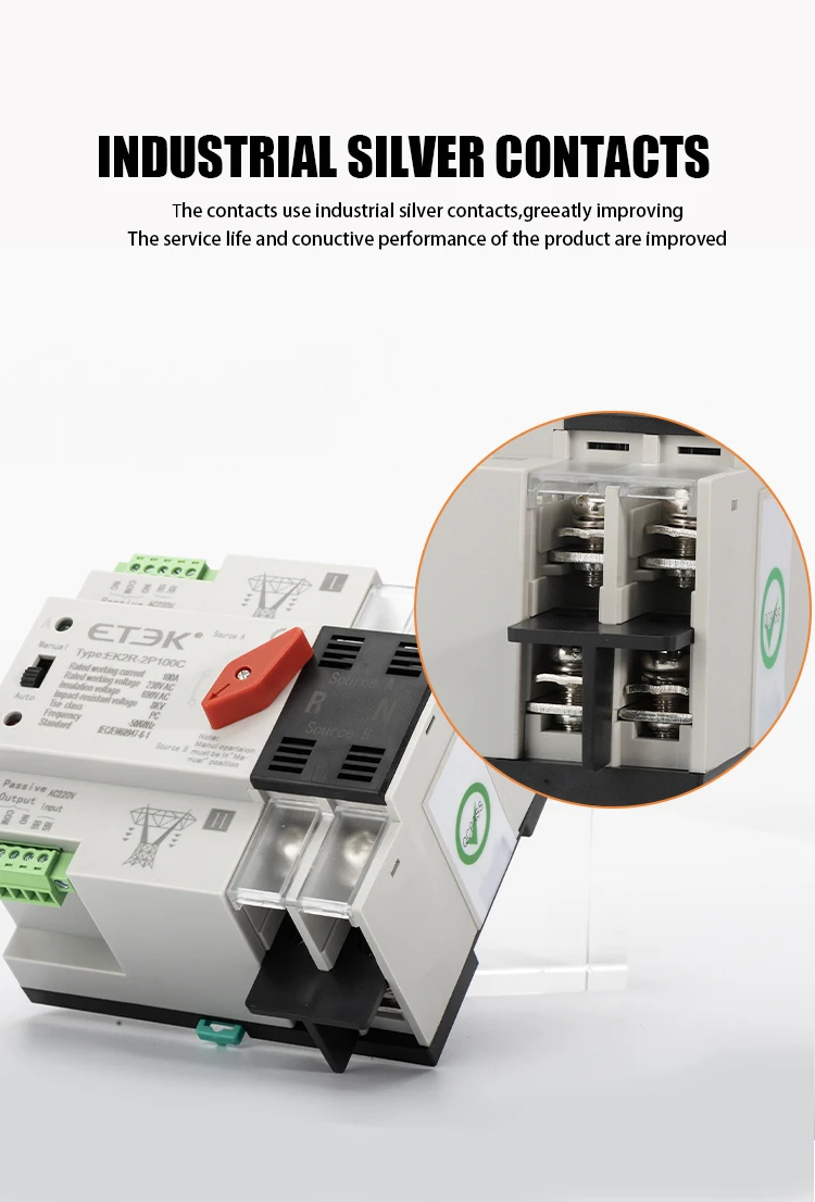 Dual Power Automatic Transfer Switch 220V 2P 4P Din Rail ATS Generator Power Sup