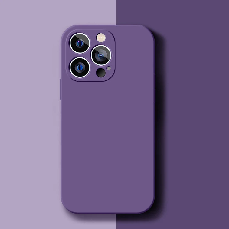 รูปสินค้า เคสซิลิโคนขอบตรง สำหรับ iPhone 11 12 13 14 15 Pro XS Max XR X 8 7 ป้องกันการกระแทก