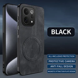 VIVO V70 Premium Nappa Leather Magnetic Protective Case with Camera Safeguard for VIVO S50 (Black)