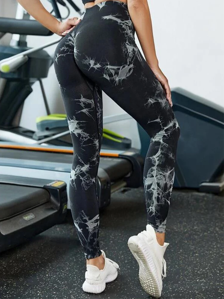 CHRLEISURE Seamless Leggings Women Tie Dye High Waist Sports