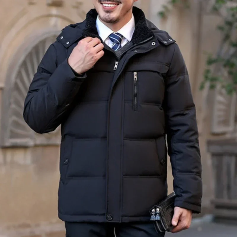 Large Size Down Jacket Outdoor Leisure Men's Clothes Winter Medium and Long Section Cotton Clothing