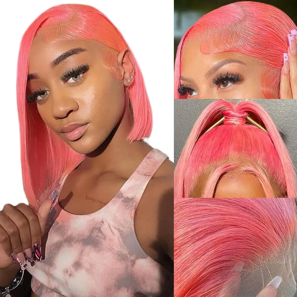 13x4-hd-transparent-straight-pink-short-bob-wig-human-hair-frontal-lace-wig-human-virgin-hair-pre-plucked-with-baby-hair