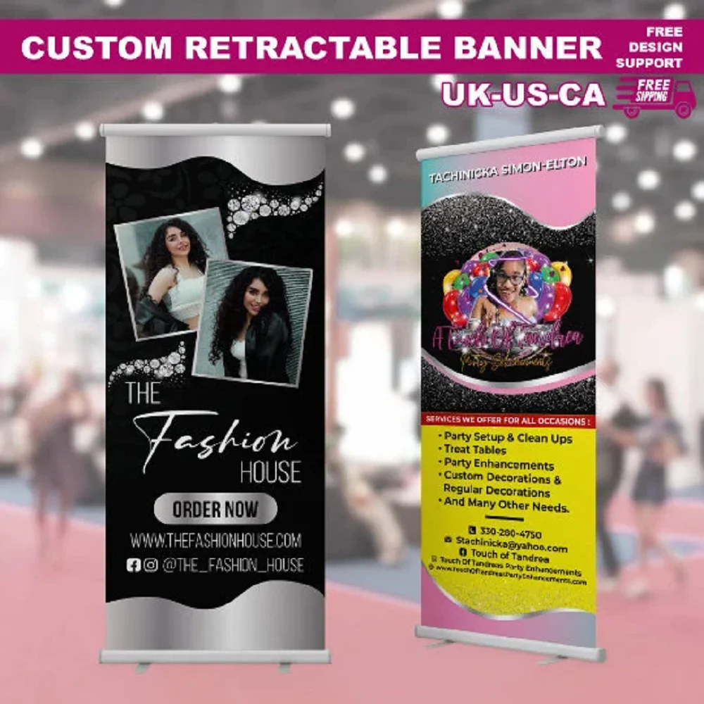 

Custom Roll Up Trade Show Banner, Retractable, Pop Up Shop, Personalize Roll Up Backdrop with Name Text Logo