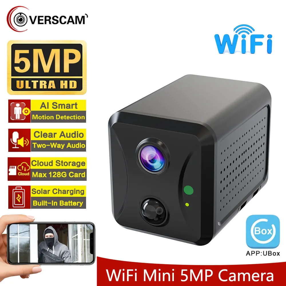 Ubox Mini IP Camera 5MP WiFi Solar Power Rechargeable Battery Indoor Home CCTV Monitor Security Protection Surveillance Video