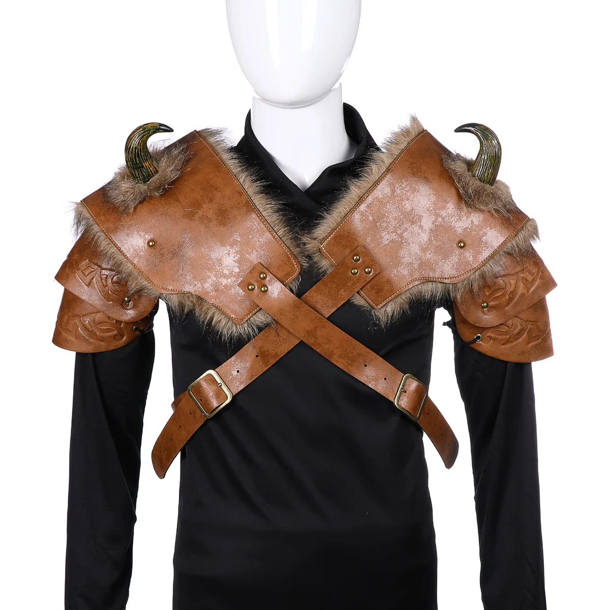 

Vintage Medieval Viking Ram Horn Single Shoulder Armor Knight Gladiator Samurai Pauldrons Steampunk Gothic Spaulder Cosplay