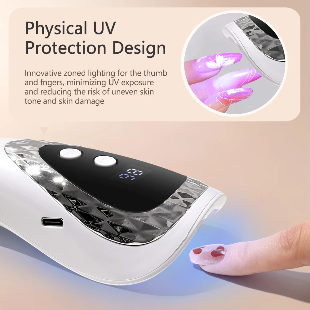 손톱 건조용 휴대용 UV LED 램프, 충전식 미니 매니큐어 램프, 젤 폴리쉬 매니큐어 도구용 네일 드라이어