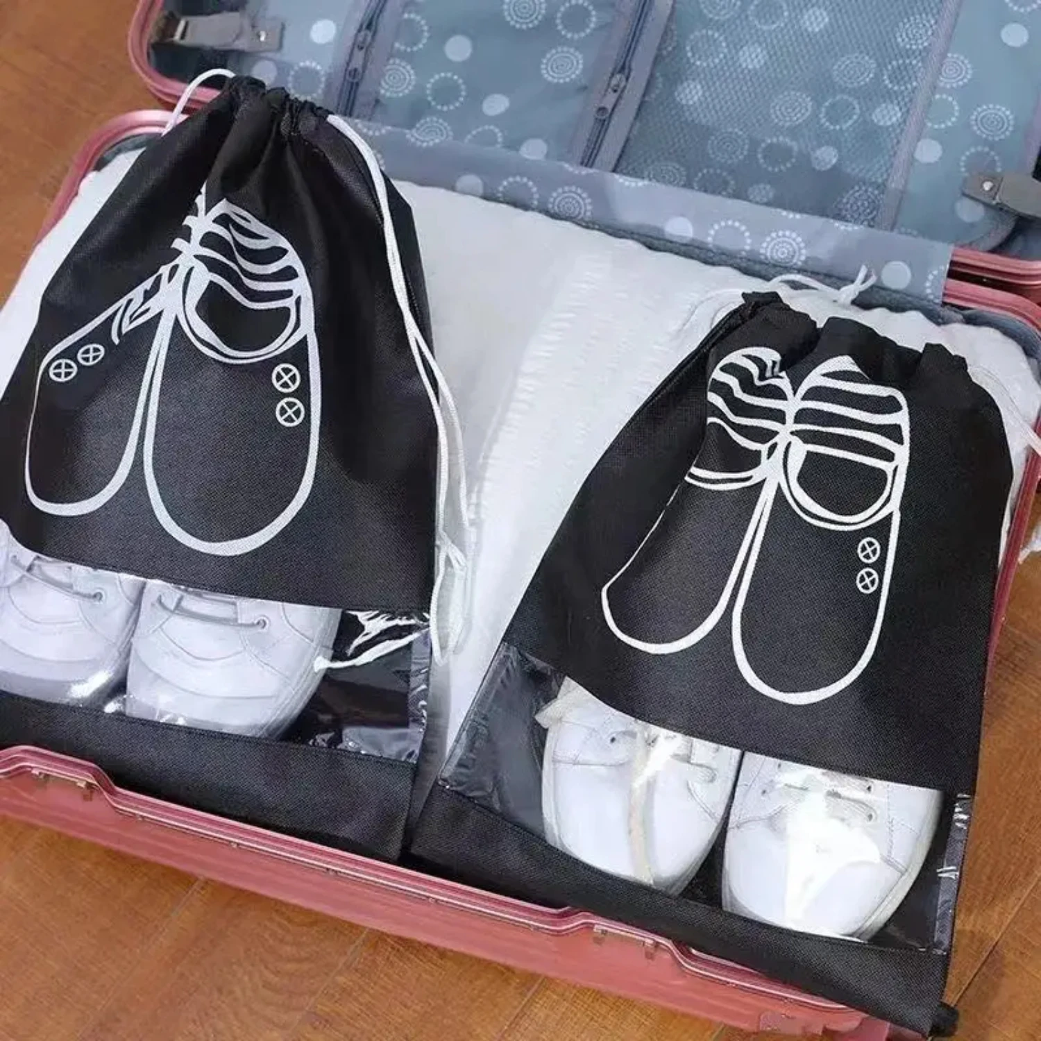 Convenient, Waterproof, and Portable Shoe Storage Bag Set of 5 - Lightweight Non-woven Fabric Closet Organizer for Travel. Handy 5