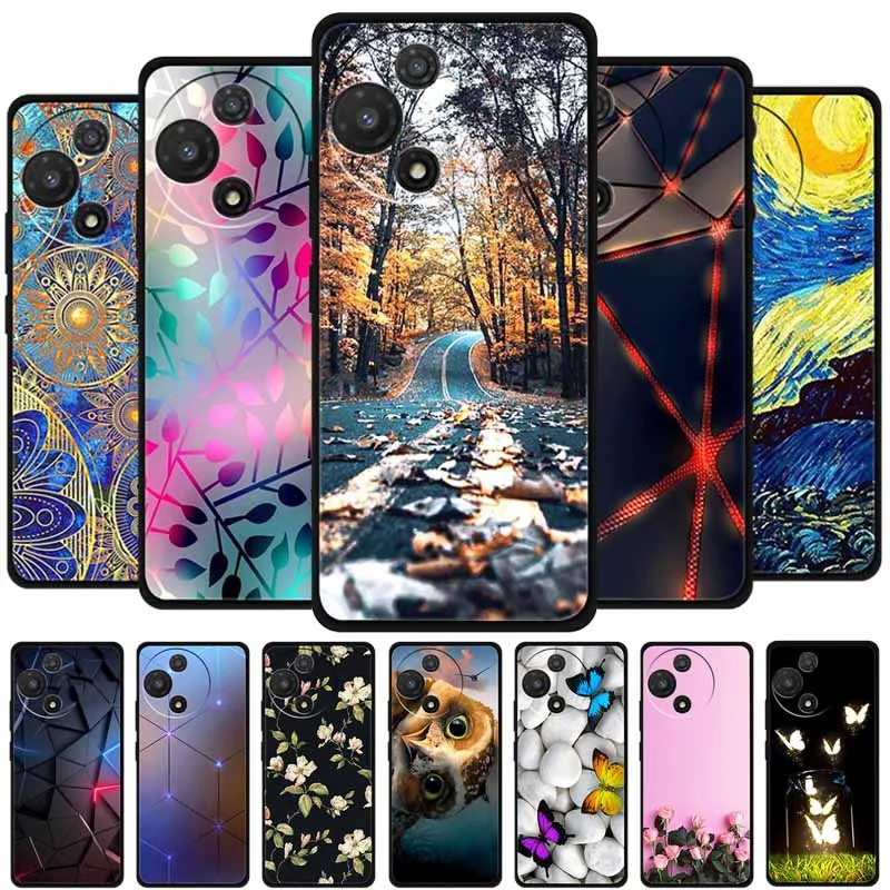 Black Soft Silicone TPU Phone Case with Cool Wolf Design - Shockproof and Protective Cover