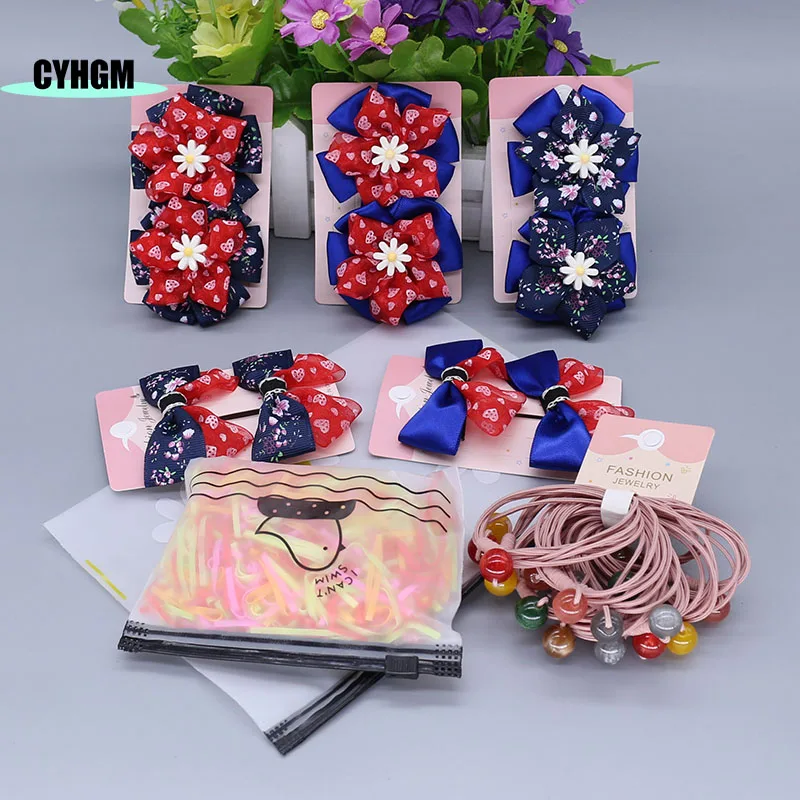 New Fashion hair ties set hair clip kawaii Elastic hair band girls hair rubber band hair accessories for women K03-4