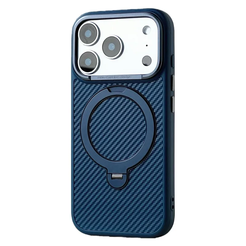 Magsafe-Compatible Slim Matte Carbon Fiber Phone Case with Magnetic Stand Holder