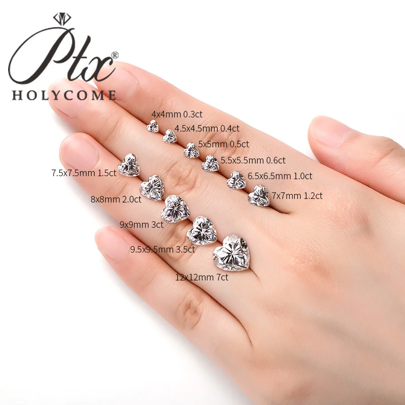 Herz D Weißer Moissanit-Stein mit GRA, individueller Edelstein, 8 Herzen und 8 Pfeile, VVS1-Diamant für die Schmuckherstellung, Großhandelspreis