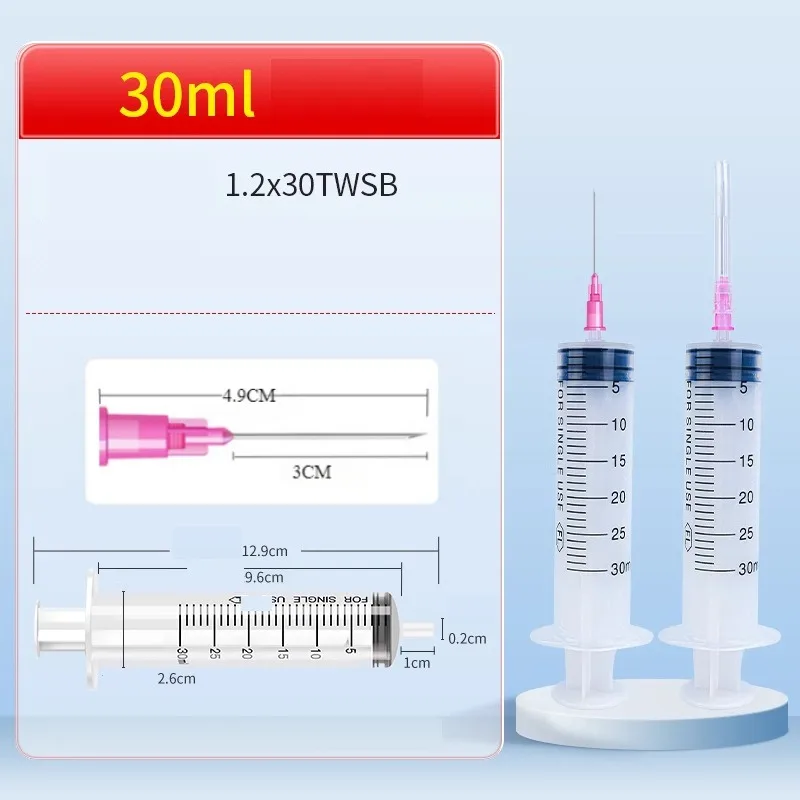Disposable Veterinary Syringes Silicone Syringes Industrial Plug with Needles Individually Wrapped 6/3pcs
