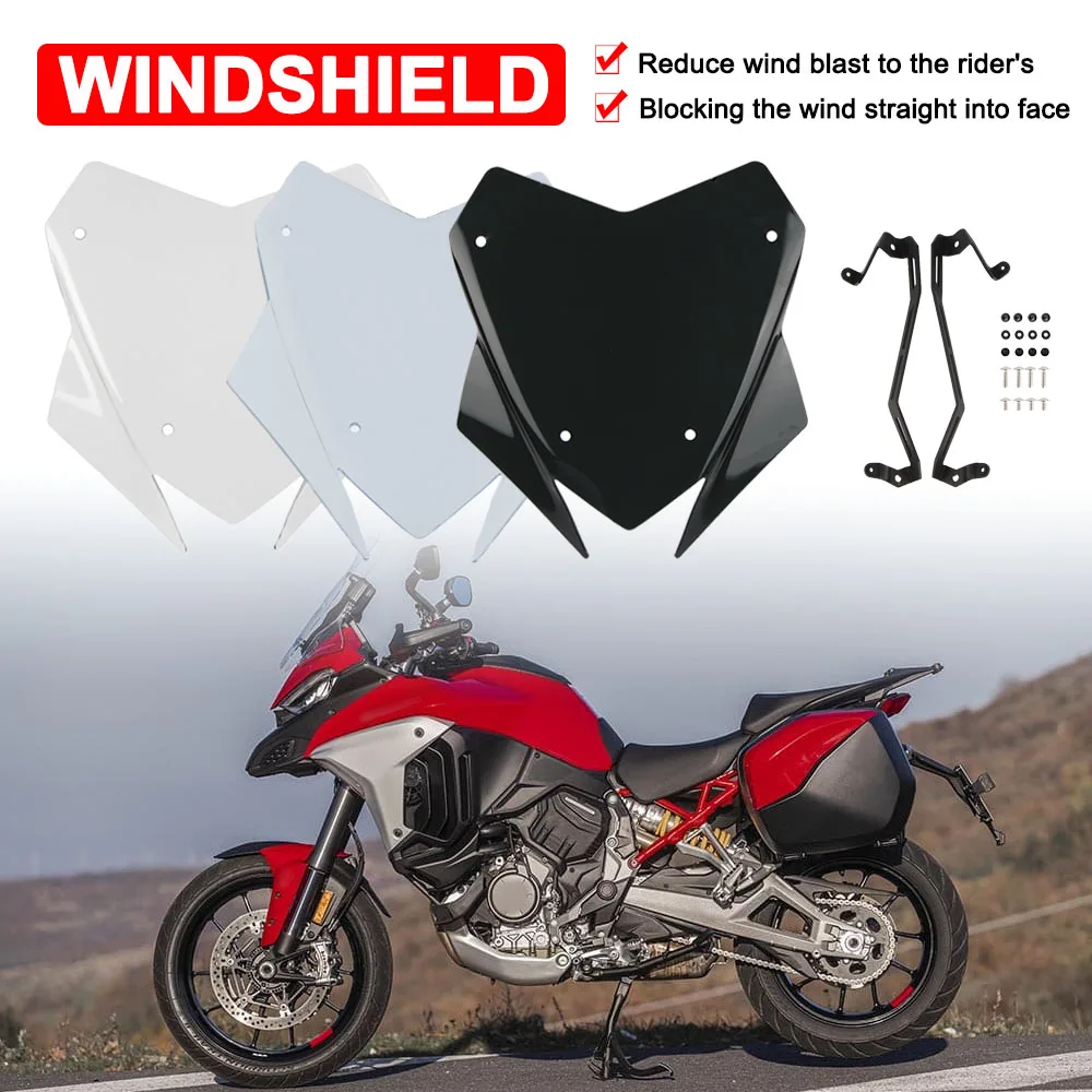 

Motorcycle Windshield With Bracket For Ducati Multistrada V4 V4S SPORT 2021 2022 2023 Windscreen Wind Shield Screen Protector