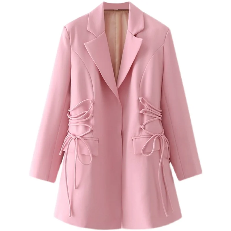 

Europe and the United States women's 2021 autumn outfit fashionable pink smoke tethered suit gentle lady wind jackets