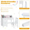 Kids Desk and Chair Set, Children Wooden School Learning Table w/Drawer & Storage Cabinets, Student Writing Computer Workstation 6