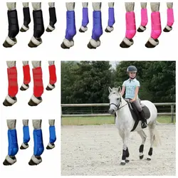 4pcs/set 3 Size Horse Sport Boots Set Durable Breathable Leg Protective Support Gear Colorful Comfortable