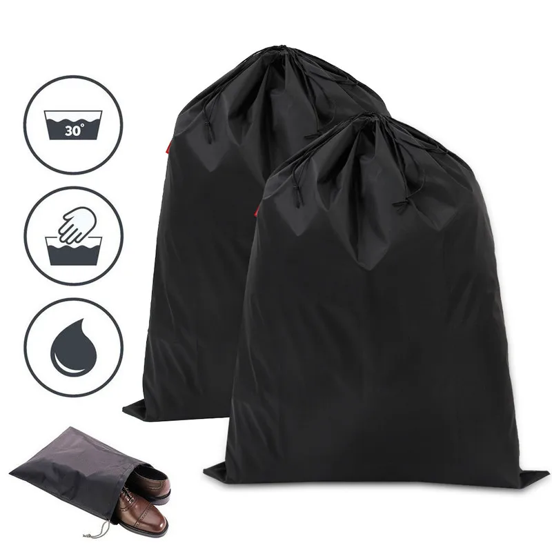 Black Foldable Storage Bags Waterproof Nylon Large Laundry Bag Machine Washable Sturdy Material Drawstring Closure  94x120cm 6