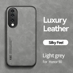 Luxury Shockproof Silicone Bumper Phone Case with Magnetic Holder and Stand Back Cover - Honor 90 Pro (Light Grey)
