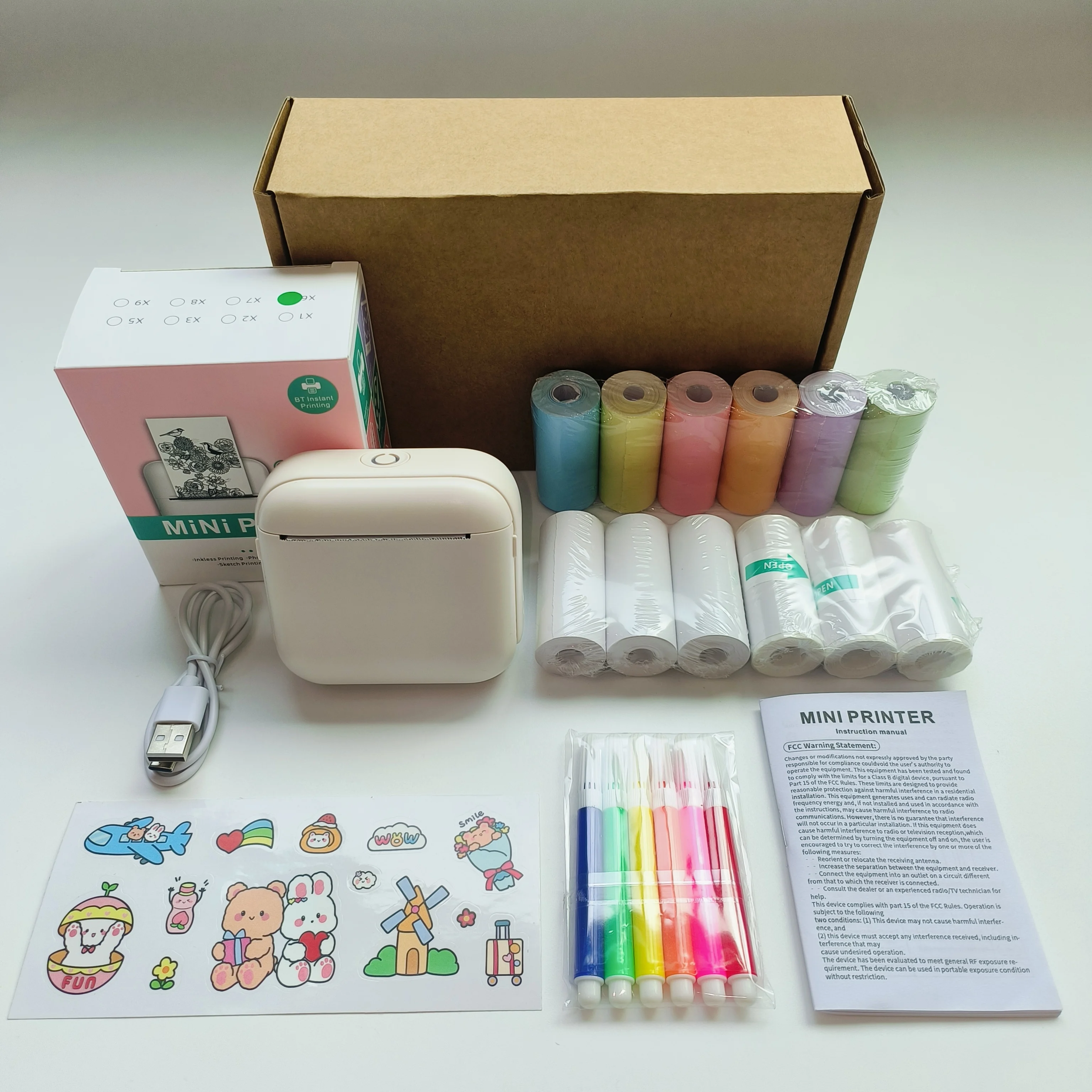 Impressora Mini Sem Fio - Kit de Impressão Térmica Portátil, Impressão HD 203dpi, Impressão Multifuncional, Suporta Conexão Sem Fio/USB/Bateria