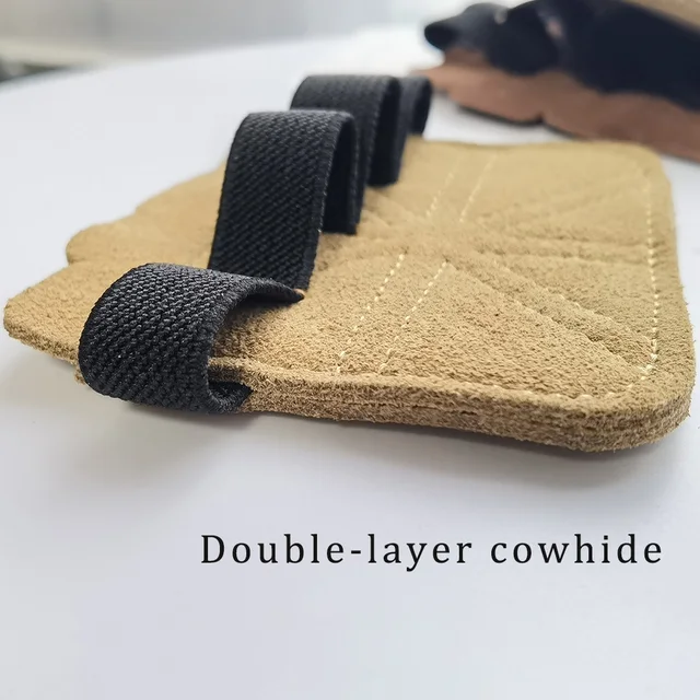 1 Pair Cowhide Weightlifting Gloves Four-finger Palm Protection Anti-slip Wear-resistant Fitness Sports Training Palm Guard 2