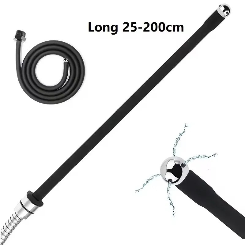 Enema Syringe 50cm-200cm Long Douche Silicone Anal Shower Cleaning Head Anal Beads Butt Plug Nozzle Tip Faucet Attachment Gay