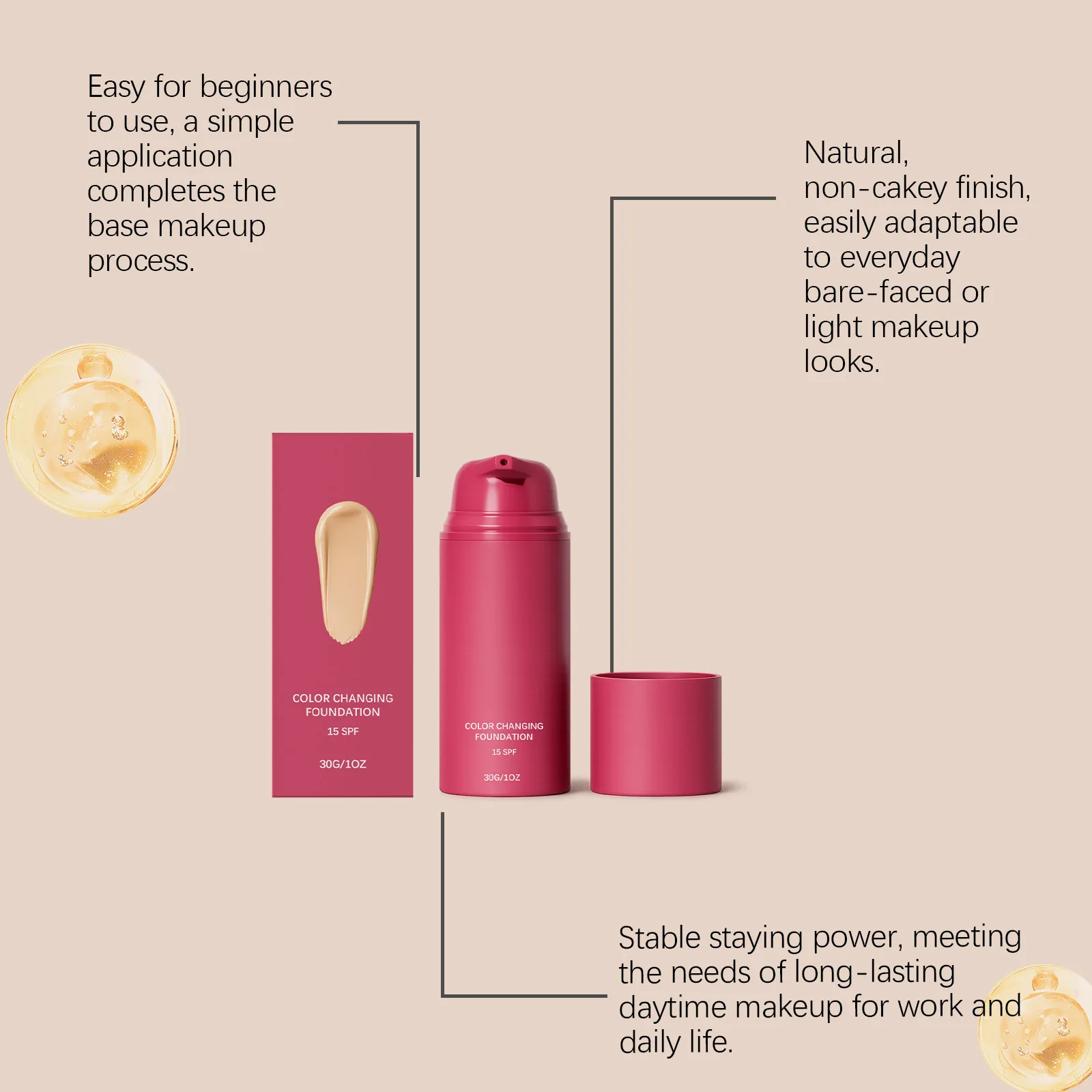 Liquid Foundation Color Changing Spf 15 Natural Face Concealer_voghion.com