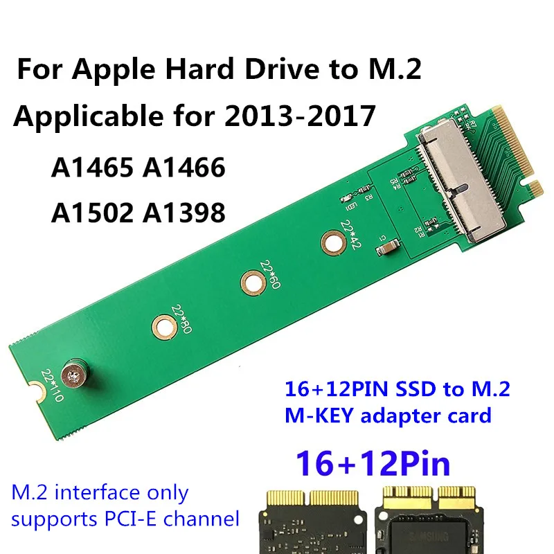 Placa Adaptadora Pci-e para Computador pc Macbook Air Pro 12 Mais 16 Pinos Ssd Tecla M.2 m Ngff 20132023 A1465 A1466 A1502 A1398