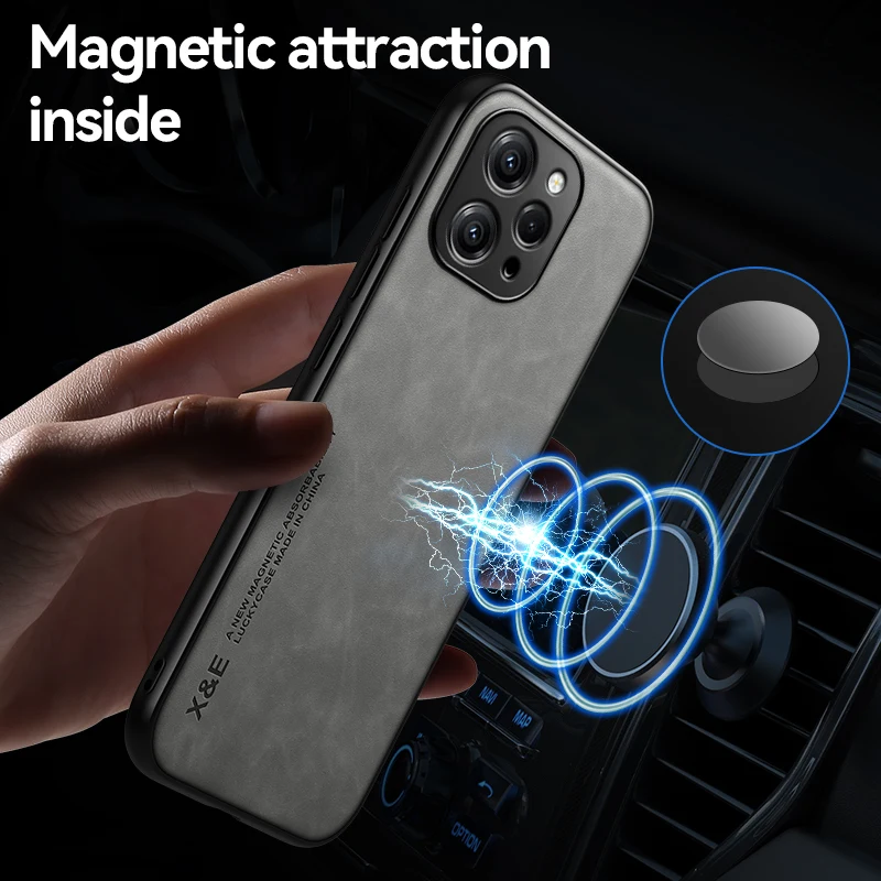 

Чехол для Xiaomi Redmi 12 4G, роскошный магнитный автомобильный держатель, чехол для телефона Xiaomi Redmi 12 1 2 Redmi12, противоударный кожаный чехол-накладка