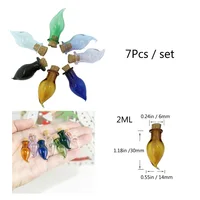 Mini Color Glass Bottles with Cork Miniature Vase Tiny Jar Vials Small Containers for DIY Art Crafts Wedding Favors Mix 7Colors 2