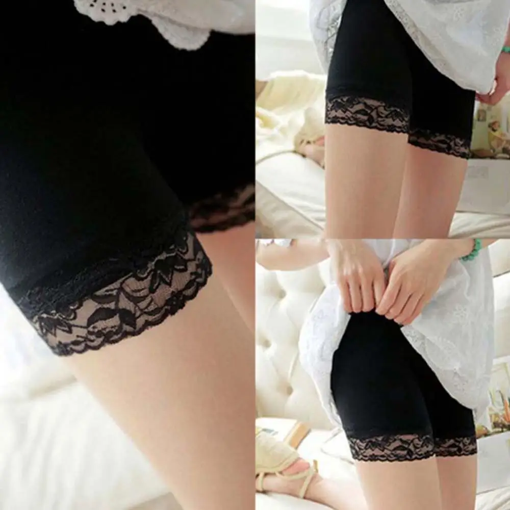 Shorts Women Elastic Skirt Solid Color Breathable Seamless Short Pant Lace Leggings Safety Pantie Pantalones Cortos Under The Sh