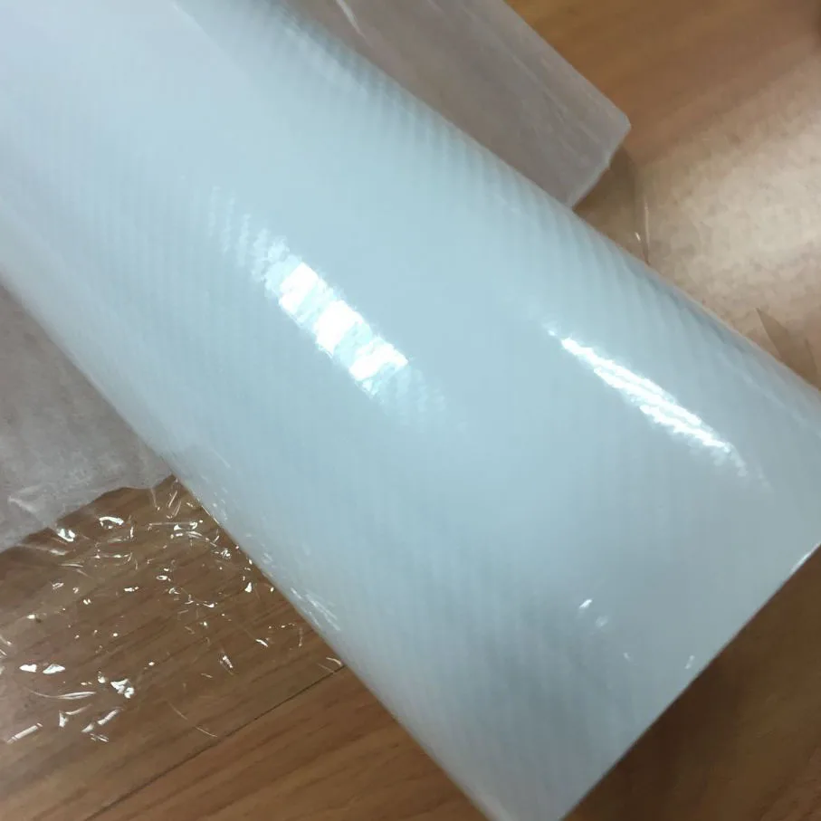 

White 5D Carbon Fiber Film Paper Car Wrap Sheet Roll Film Surface Modification Personalized Stickers Auto DIY Decor Accessory