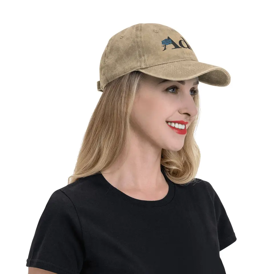 Ado Text Blue Rose Logo Men Women Baseball Cap Distressed Cotton