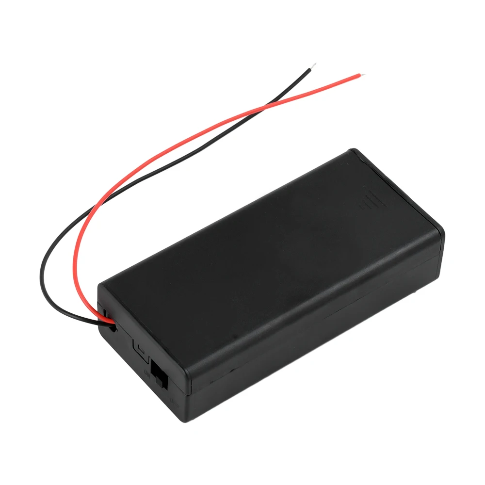2 Slot 18650 Battery Holder 3.7V Parallel Connection Battery Box Leads Wirees ON/Off Switch Screw Cap Case Back Cover