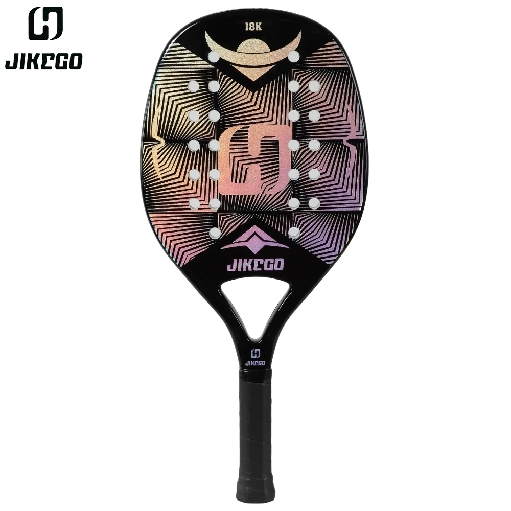 jikego-18k-carbon-fiber-beach-tennis-racket-glossy-surface-eva-core-spin-2024-men-women-fiberglass-glass-fiber-professional