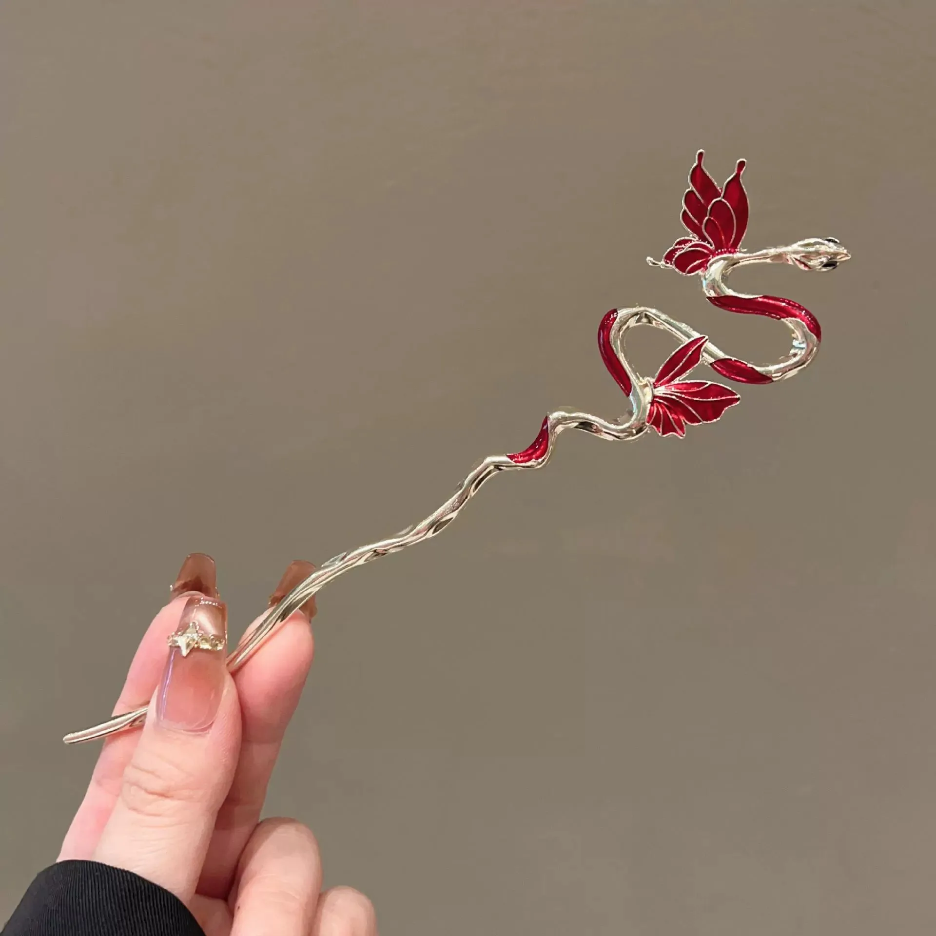 Schlangen-Haarnadel, Vintage, fortgeschrittener Sinn, chinesischer Stil, Haarstab, Metall, Blume, Haarnadel, Platte, Haar, Retro-Haarspange, Haar-Accessoire – Detail 7