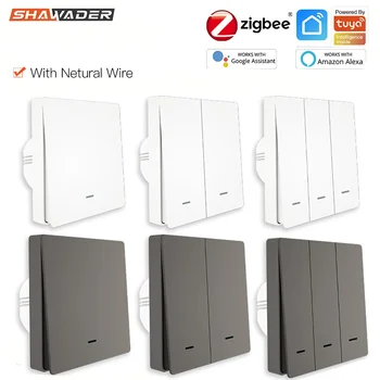 Shawader ZigBee Smart Light Switch Push Button Wall Interruptor Inteligente Tuya SmartLife App Remote by Alexa Google Home