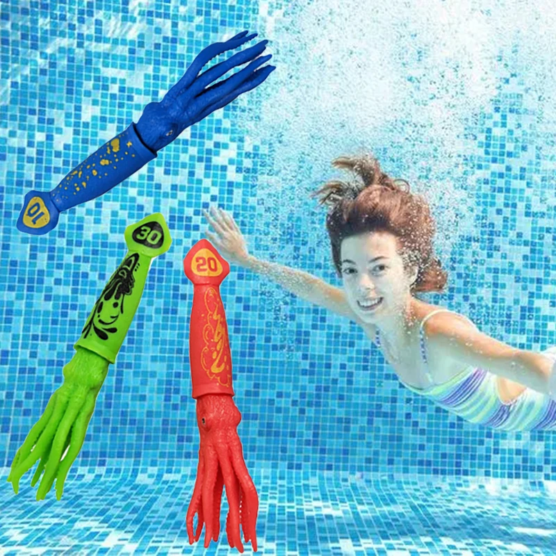3PcsSquidDiveToysPoolToysBeachSticksThrowUnderwaterOctopus