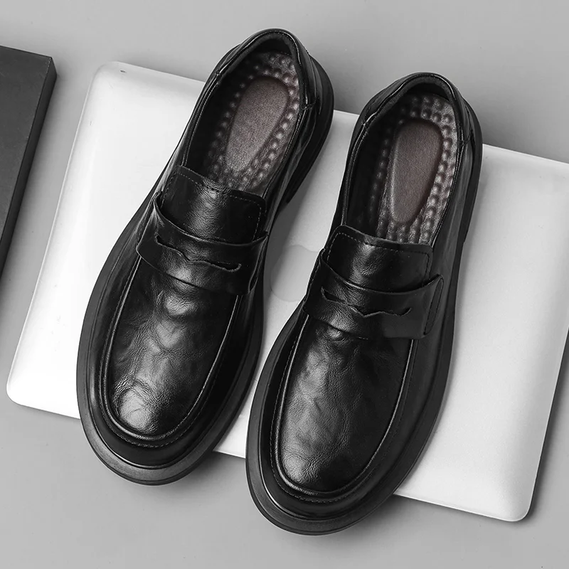 2023 Fashion New Men's Business Dress Shoes Lace Up Work Shoes Men's Genuine Leather Shoes Park Walking Shoes Free Delivery