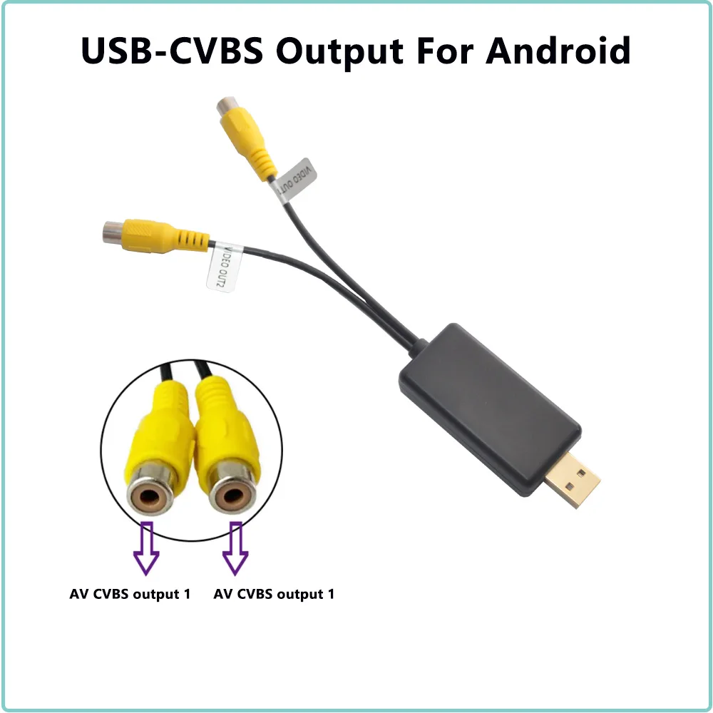 Video Output Adapter USB To CVBS Video Output Adapter 2 CVBS Output USB To RCA Cable DC 5V for Android Multimedia Player and Android TV Player