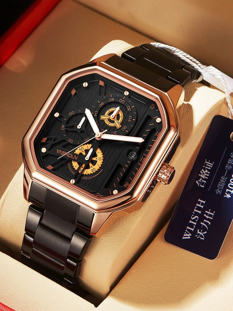 

Мужские кварцевые часы с календарем, водонепроницаемые