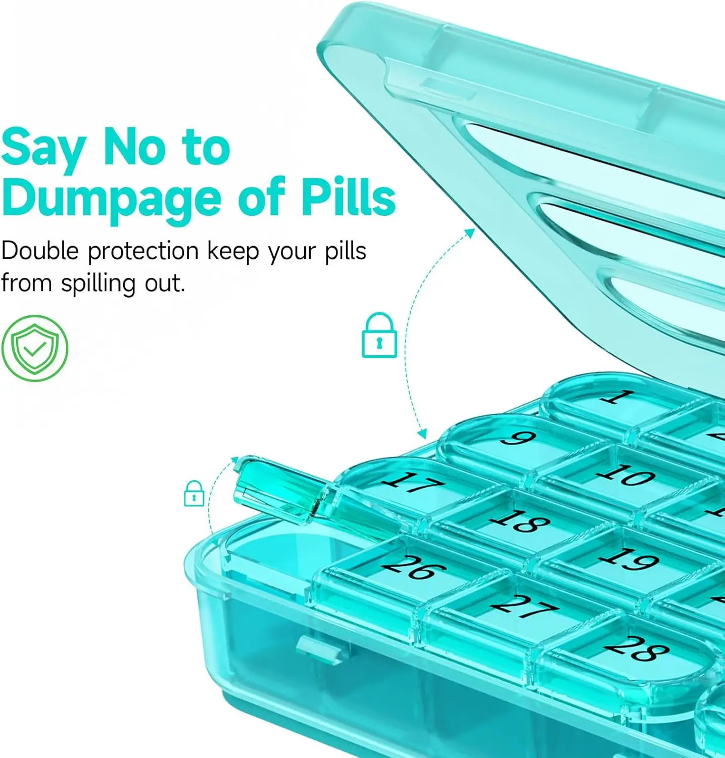 Monthly Pill Organizer for Daily Use - Large 31-Day Travel Pill Case